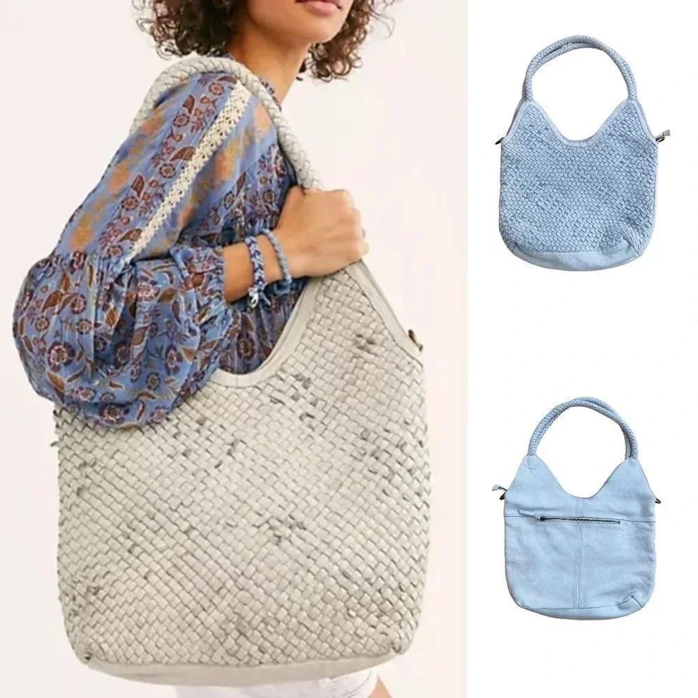 Free People Llana Woven Leather Tote NWOT $178